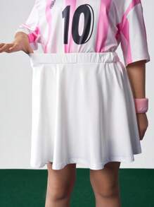 JNSQ 秋季开学季青少年女孩户外运动宽松T恤和短裙套装 - 彩色 - 查看 9