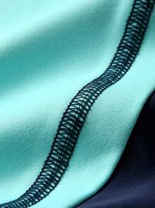 JNSQ 户外专业运动宽松背心，儿童圆领撞色拼接前趣味字母印花户外专业运动宽松背心上衣 - 藍色 - 查看 9