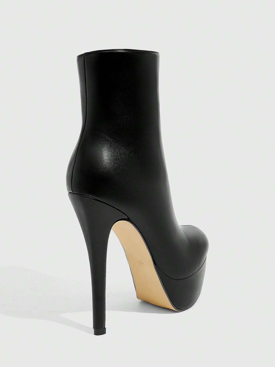CUCCOO SZL Women Sexy Fashion High Platform Thin High Heel Casual Versatile Side Zipper Black Ankle Boots For Christmas Valentine's Day Spring Shoes