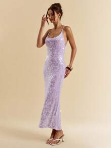 SHEIN BAE Summer Sexy Gorgeous Mint Green Sequins Boho Beach Vacationconcert Outfit Women Halter Neck Summer Dress,Summer Outfits For Women,Club Outfits Women Sexy,Sparkle Vacation Dress, Party Dress,Fall Wedding Guest Dress