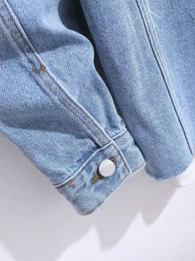 Manfinity Homme Men's Casual Washed Relaxed Denim Jacket, Fall - Light Wash - View 4