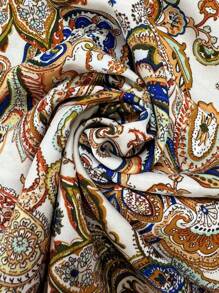 Sweetra 大码女式镂空 V 领开衩长裙，优雅复古腰果碎花波西米亚海滩度假长裙