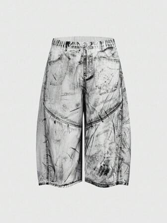 Grunge Punk Jeans larges pour hommes mode, délavés et déchirés