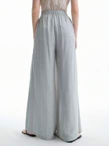 Aalyst 女士休闲简约优雅百搭口袋阔腿裤，夏季 - 灰色 - 查看 2