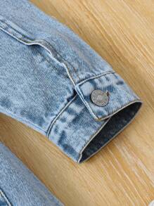 Mädchen Lässig Jeans Jacke mit Beschädigung und asymmetrischem TaillenDenim-Rock Set, weich Washed, geeignet für Alltag, Strand, Urlaub, Sommer - Mittele Waschung - Übersicht 6