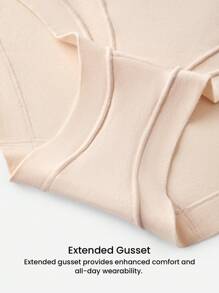 LUVLETTE 2-Pack Airy Cotton Basic Mid Waist Briefs Waist Tummy Control Women Underwear Panties Set Black Panties Nude Panties - Multicolor - View 6