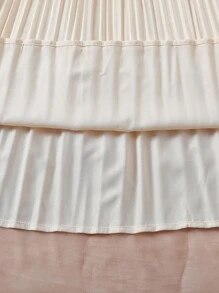 Tween Girl Asymmetrical Pleated A-Line Skirt - Apricot - View 5