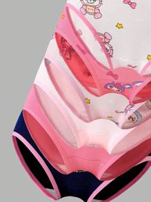 6 件套少女可爱心形格子印花内裤，100% 纯棉连帽内衣，/青春期前 V 返校时尚 - 彩色 - 查看 4