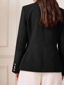 Briarwyn 女士优雅通勤纯色双排扣西装外套，秋季女士，冬季女士，老款风格，返校，复古女士，女士教师，冬季夹克 - 黑色 - 查看 5