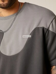 EASEVO Camiseta de punto de manga corta con bloques de color informal para hombre talla grande, adecuada para el verano