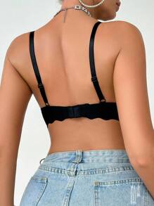 SHEIN 1pc Wireless Padded Seamless Pushup Bra - Black - View 2