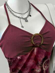 SHEIN EZwear 女式休闲简约 GRUNGE Y2K 佩斯利印花吊带背心 - 彩色 - 查看 3