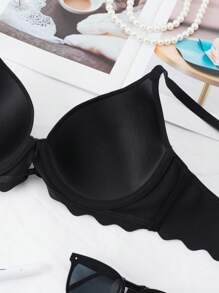 SHEIN 1pc Wireless Padded Seamless Pushup Bra - Black - View 7