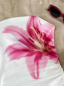 SHEIN Tween Girls Casual Comfy Elegant Bohemian Tropical Striped Twist Mini Dress - Black and White - View 4