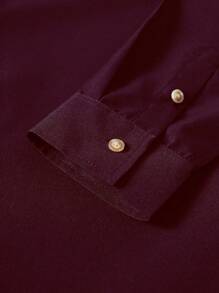 Manfinity Nomadique 男士长袖西部牛仔风格衬衫 男士西部衬衫 勃艮第男士衬衫 牛仔男士衬衫 栗色男士衬衫 男士西部衬衫 - 酒紅色 - 查看 6