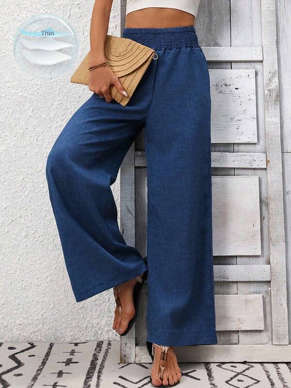EMERY ROSE Pantaloni ampi a vita elastica con coulisse per donne, vestibilità casual e ampia