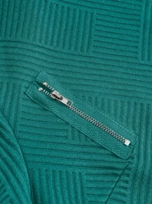 GlowEve Textured Fabric Zip-Up Casual Motorcycle Jacket With Notched Collar Fall Winter Cloth For Women - Teal Blue - View 9