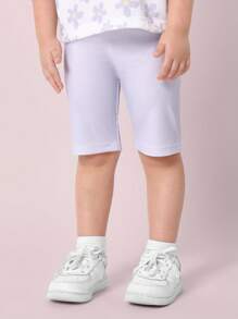 SUMWON Adorable Daisy Print Cropped T-Shirt Girls Summer Floral Pattern Toddler Tee Set Spring Garden Collection - Mauve Purple - View 4