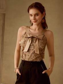MOTF PREMIUM Top de tirantes con aplicaciones de lazo - Multicolor - Ver 6