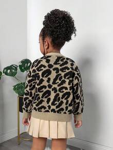 Leopard Print Single-Breasted Loose Casual Bow-Tied Cardigan, Sibling Matching Outfits, Autumn/Winter (Sold Separately, 2 Pieces) Fall - Multicolor - View 8