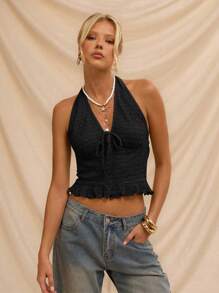 Avantive Kỳ nghỉ hè trên bãi biển Hội chợ Phục hưng Hòa nhạc đồng quê Áo Y2K Tốt nghiệp Đi chơi Áo hở vai Lễ hội âm nhạc Sân bay Lễ Phục sinh Áo nữ Boho - màu đen - Xem 4