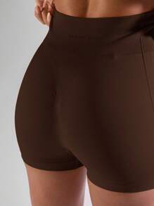 Musera Sport High Waist Mini Shorts Active Comfy Workout Running Run Club-Padel, Tennis, Pickleball Gym Fitness Fall Winter - Brown - View 5