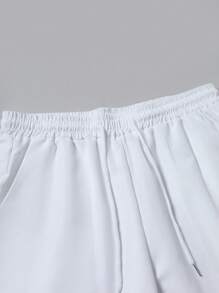 Manfinity Homme Men's Solid Color Short Sleeve Shirt And Pants Set With INS Inspiration: A Set Featuring A Short-Sleeve Light Blue Shirt With Geometric Knitted Jacquard Texture Paired With White Long Pants. This Outfit Exudes Elegance And Romance, Perfect For A Hawaiian Seaside Vacation Or Daily Wear, Old Money Style, Cozy Outfits - Blue - View 4