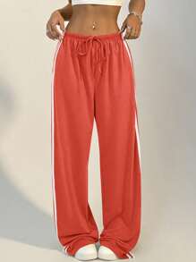 StreetHx 抽绳直筒休闲运动裤，简约时尚，适合日常穿着 - 橘色 - 查看 4