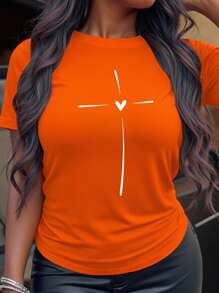 Maweii Plus Size Plain Short Sleeve Round Neck T-Shirt, Simple And Fashionable, Suitable For Summer