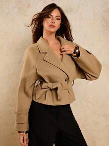 COSMINA Chaqueta informal con cremallera y unicolor para otoño/invierno para mujeres