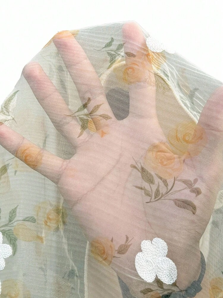 Regular Casual Printed Knit Splice Woven Women Jacket, See Through Sheer Jacket Fall Autumn Going Out