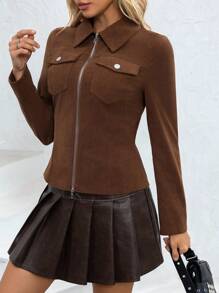 Women's Solid Color Minimalist Daily Wear Long Sleeve Fitted Jacket