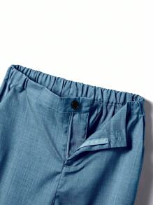 SHEIN 2 件青少年男孩绅士套装，灰色修身背心 + 别致长裤，优雅正式西装，适合生日、婚礼、毕业典礼、派对、典礼 - 藍色 - 查看 8