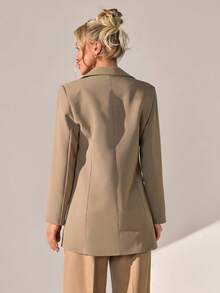 CLARA VERO Women Solid Color Button Detailed Blazer Jackets - Krem - View 2