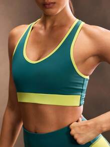 Powerista Áo ngực thể thao năng động thiết kế viền dành cho nữ - Màu xanh lam - Xem 7