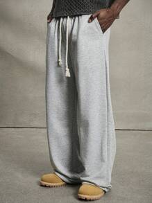 PAVTROS Manfinity Streetrush 男士休闲宽松直筒裤，带闪亮亮片设计，时尚，灰色宽松运动裤，超大运动裤，男士宽底运动裤，长裤，男士运动裤，男士灰色阔腿运动裤，男朋友礼物，男士街头服饰，万圣节，万圣节派对，街头服饰