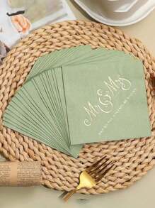 100 件/200 件/300 件 2025 鼠尾草绿色优雅奢华铝箔纸餐巾，展开尺寸为 9.84 英寸 X 9.84 英寸，适用于婚礼、生日、花园、派对装饰、餐厅、厨房、咖啡馆 - 彩色 - 查看 1