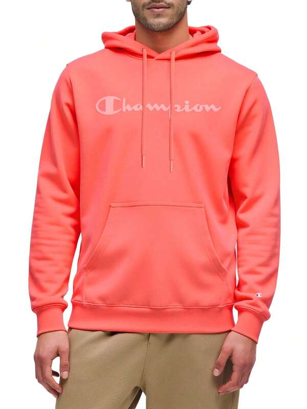 Champion Men's Letter Print Drawstring Hooded Casual Sweatshirt