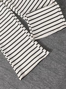 Sparklyn 少女条纹翻领落肩卫衣和裤子休闲套装