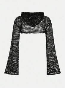 SHEIN Girlism 3 件套青少年女孩连帽网眼短款上衣、吊带背心和迷彩工装裤，休闲街头风格服装，秋季 - 彩色 - 查看 12