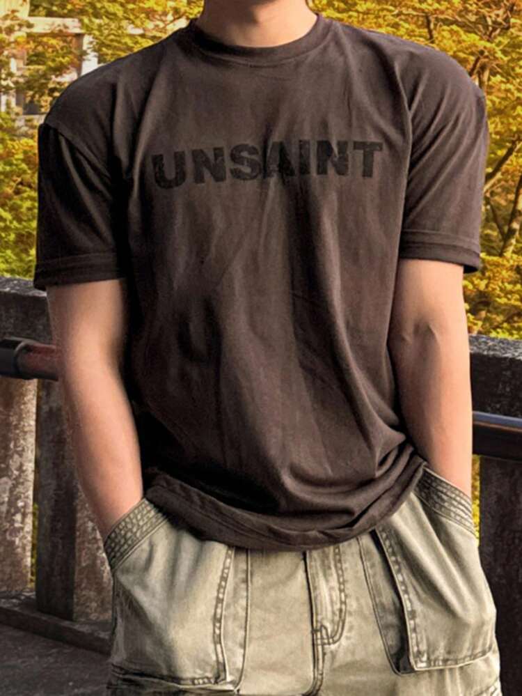 Men Casual Letter Print T-Shirt, Summer