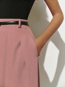 Lumivelle Color Block Splicing Knitted & Woven Pleated Dress Summer Dress Clothes For University - Dusty Pink - View 4