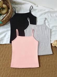 SHEIN 少女休闲多色针织背心，假日、夏季、旅行 - 彩色 - 查看 2