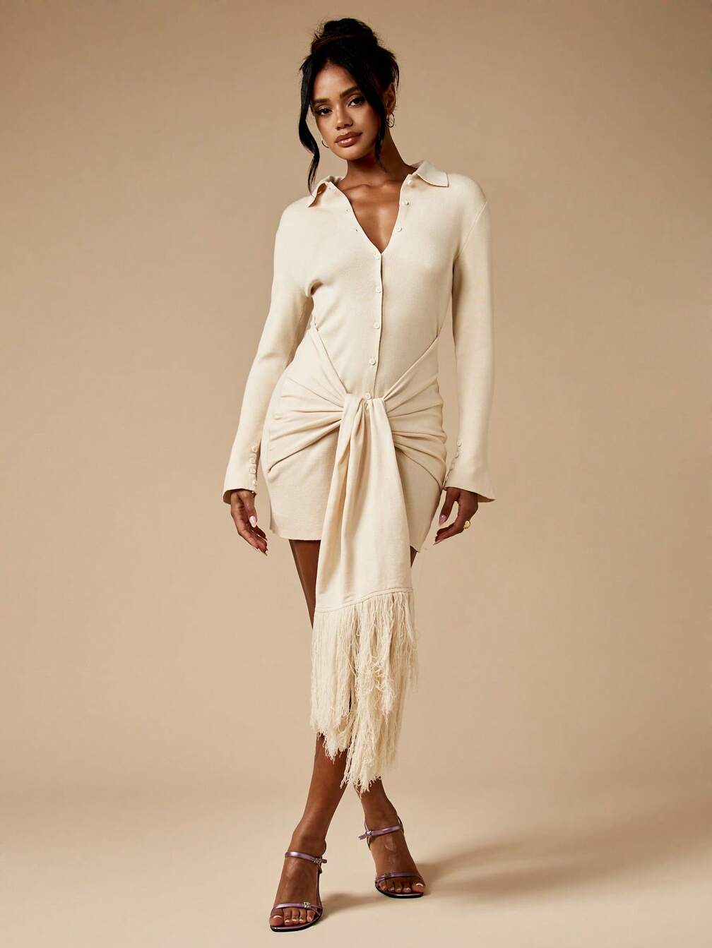 white button down bodycon dress Women's Tall Chocolate Linen Look Button Down Bodycon Dress