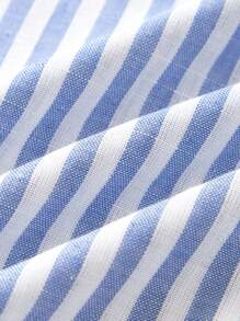 SHEIN Tween Girls Blue And White Striped Midi Dress With Square Neck And Flared Hem Girls Blue Striped Dress Tween Girl Striped Dress Girls Striped Summer Dress