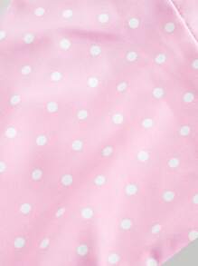 SHEIN MOD 女士波尔卡圆点印花蝴蝶结系带比基尼套装 - 粉色 - 查看 4