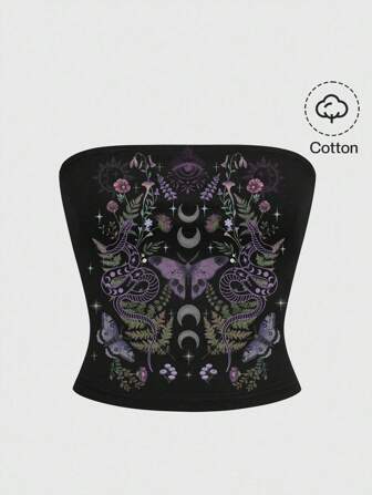Goth Gothic Mysterious Moth Snake Sun Moon Star Butterfly Boho Sexy Camisole Top For Women Suitable For Going Out