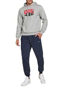 Men's Casual Letter Print Pocket Hoodie - Grey - View 3
