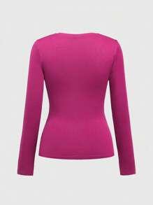 ROMWE J-Fashion 复古 Y2K Grunge 心形翅膀印花修身 T 恤 - 玫紅色 - 查看 2