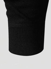 Manfinity Mode Men's Striped Half-Zip Casual Knit Sweater , Fall Winter, Long Sleeve Top - Black - View 5